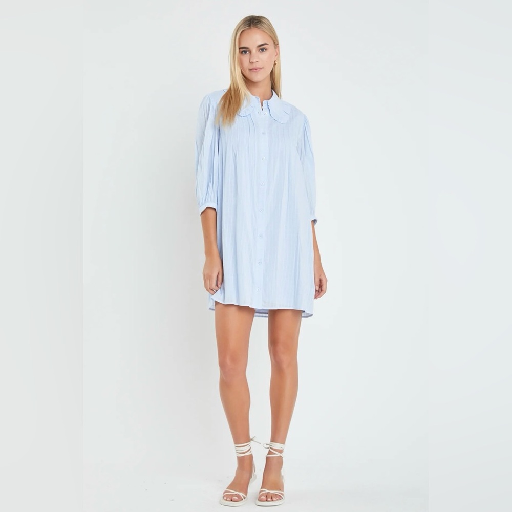 English Factory Ruffled Collar Shirt Dress NWT